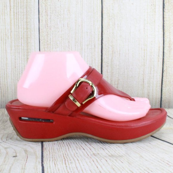 Cole Haan Shoes - COLE HAAN Slide Thong Wedge Leather Sandals Sz 10